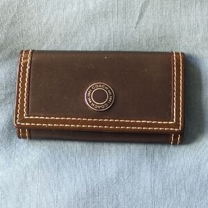 Coach Brown Leather Key & Card Holder with Embossed Logo